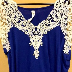 Lace Scoop Shoulder Blouse